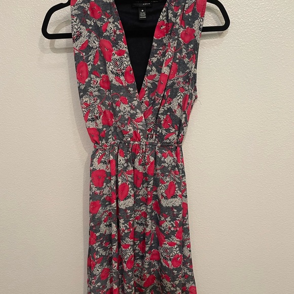 COPY - Aqua flora mini dress with tie around waist - Picture 4 of 5